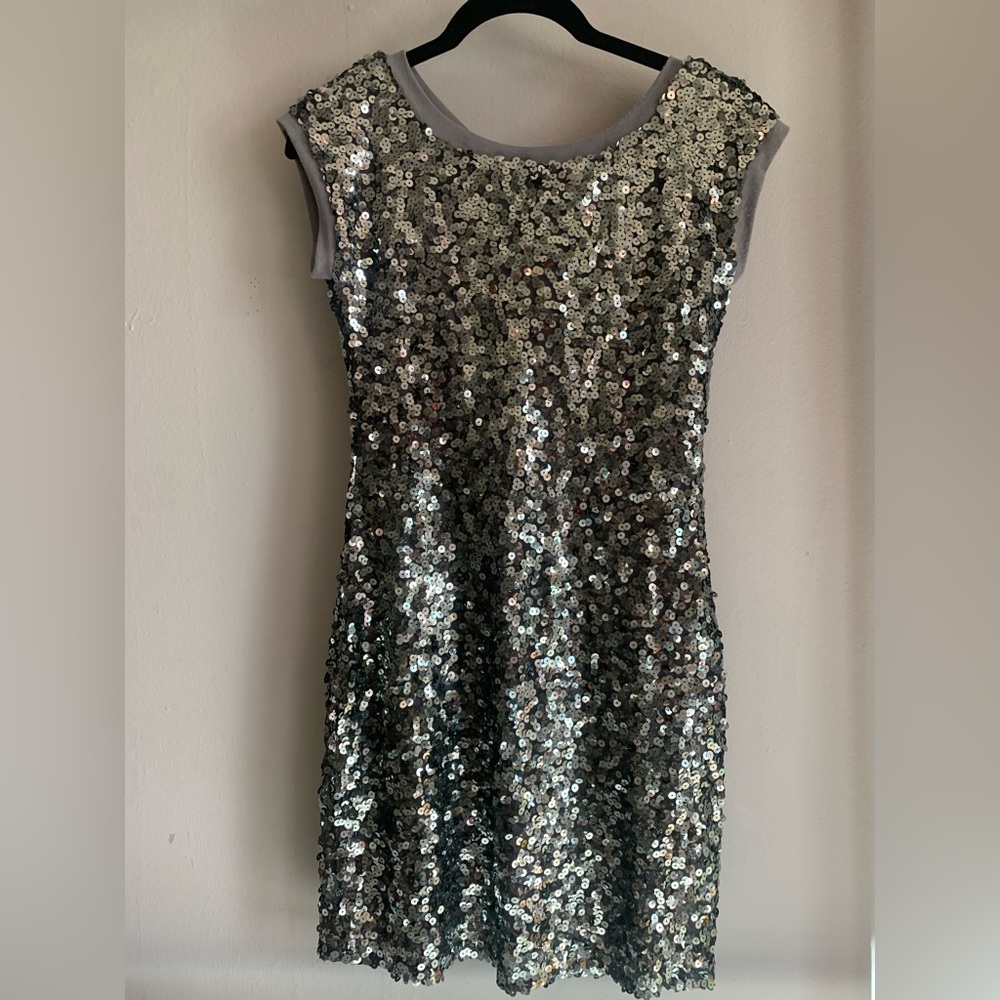Silver sequined mini dress, size a
